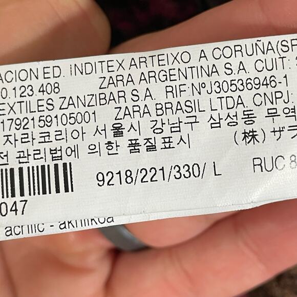 Zara Wool Blend Plaid Lapel Mid Length Over Coat Womens Size Large Pink Brown - Picture 5 of 6